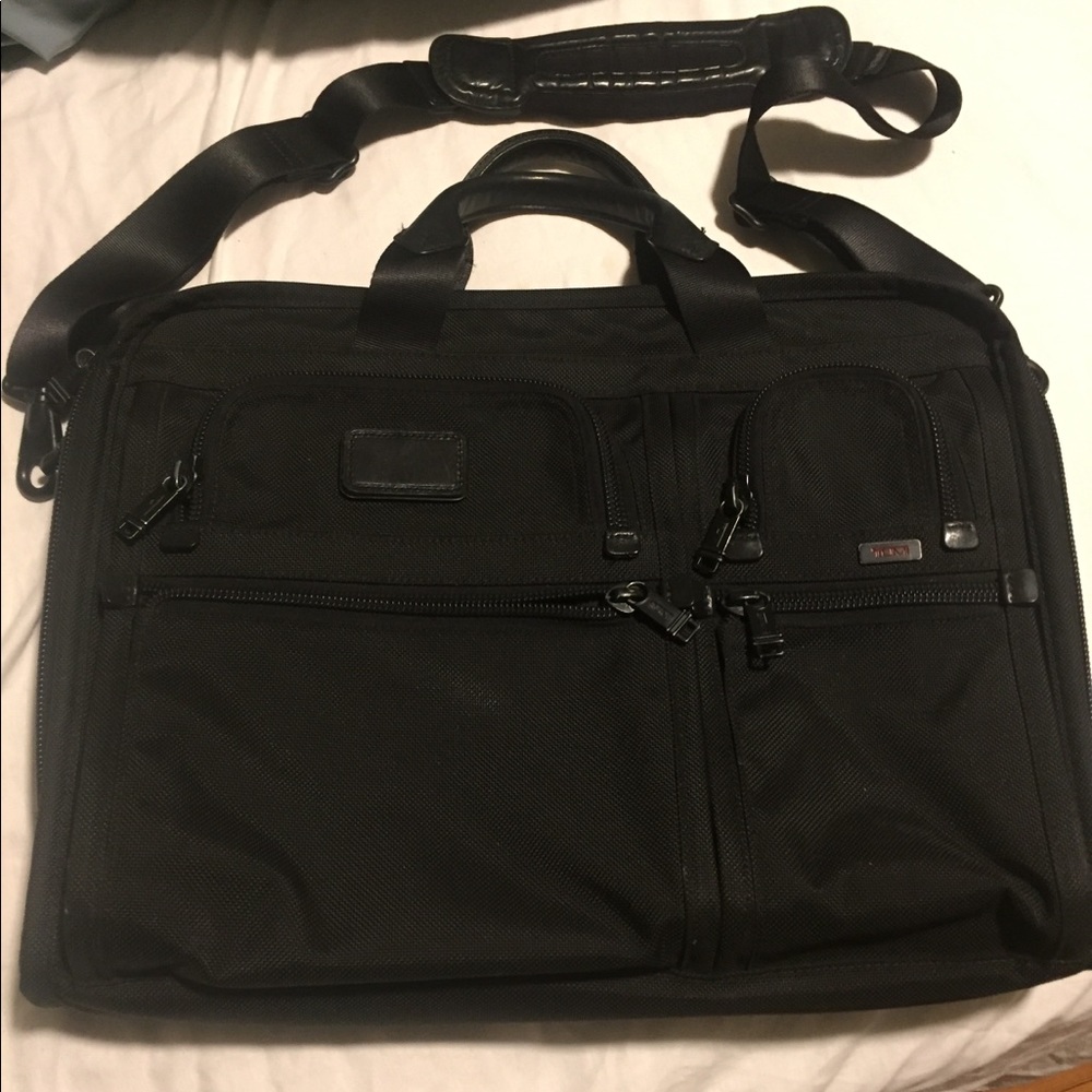 Tumi black messenger bag